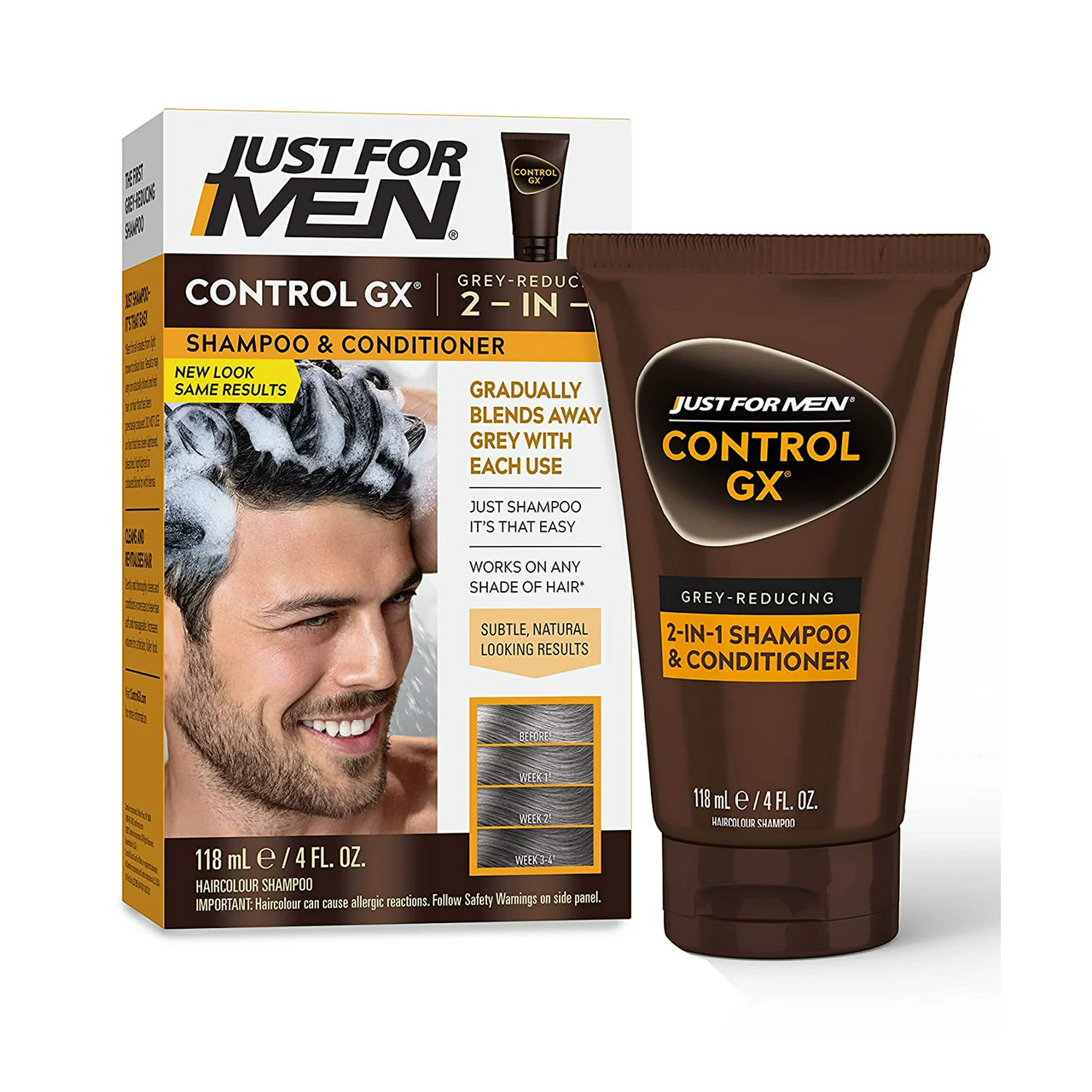 Just For Men Control GX 2 in 1 Shampoo and Conditioner, 4 Oz